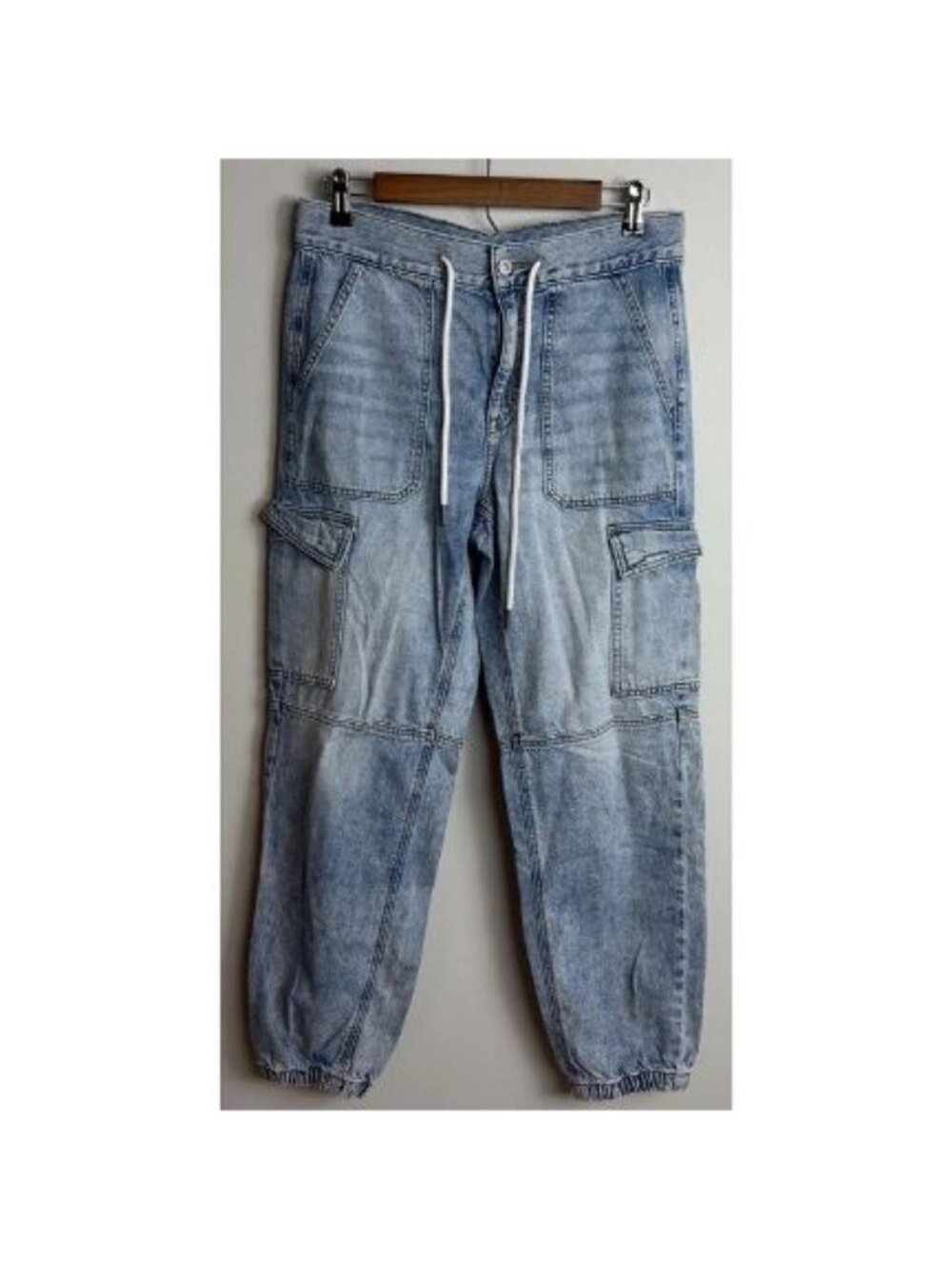 American Eagle Outfitters Denim Cargo Jean Joggers Size 6 Regular Blue Women’s